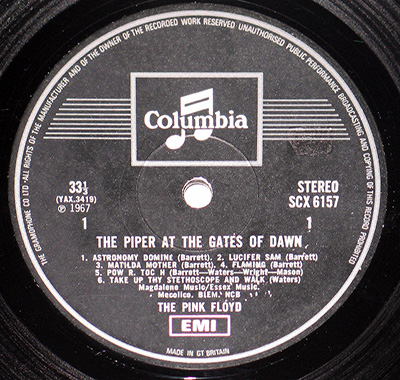 The Piper at the Gates of Dawn (3rd Pressing) record label